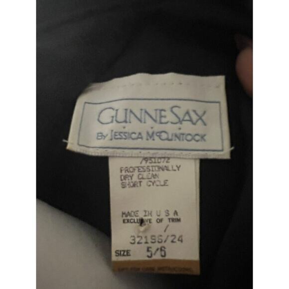 Vintage Gunne Sax Prom Dress Black Strapless Sequin Size 4 Bow High Low Gown - Picture 7 of 12